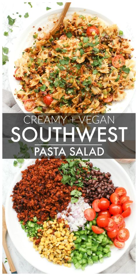 Southwest Dressing, Southwest Pasta, Southwest Pasta Salad, Bow Tie Pasta, Resep Salad, Pasta Carbonara, Salad Pasta, Vegan Salad Recipes, Savory Vegan