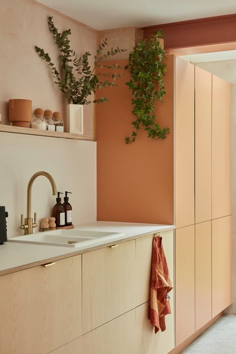 Plykea Formica Earthenware + ash veneered birch plywood kitchen fronts paired with brass edge pull handles and a beautifully soft Fenix Bianco Male worktop, to customise an IKEA kitchen 🖤.

All using IKEA Metod or Sektion cabinets.

#plywoodkitchen #birchplywood #plywood #ikeahack #kitchenideas #kitchentrends

📷 Chris Snook Photography Kitchen Birch Cabinets, Brass Edge Pull, Plykea Kitchen, Terrace House Kitchen, Ikea Kitchen Ideas, Birch Plywood Kitchen, Plywood Kitchens, Yellow Bathroom Tiles, Sektion Cabinets