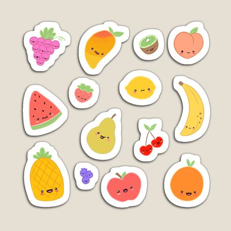 Fruits Stickers, School Routine For Teens, Fruit Stickers, Fruits Pattern, Kawaii Fruit, School Routine, Stickers Kawaii, Plastic Stickers, Sticker Packs