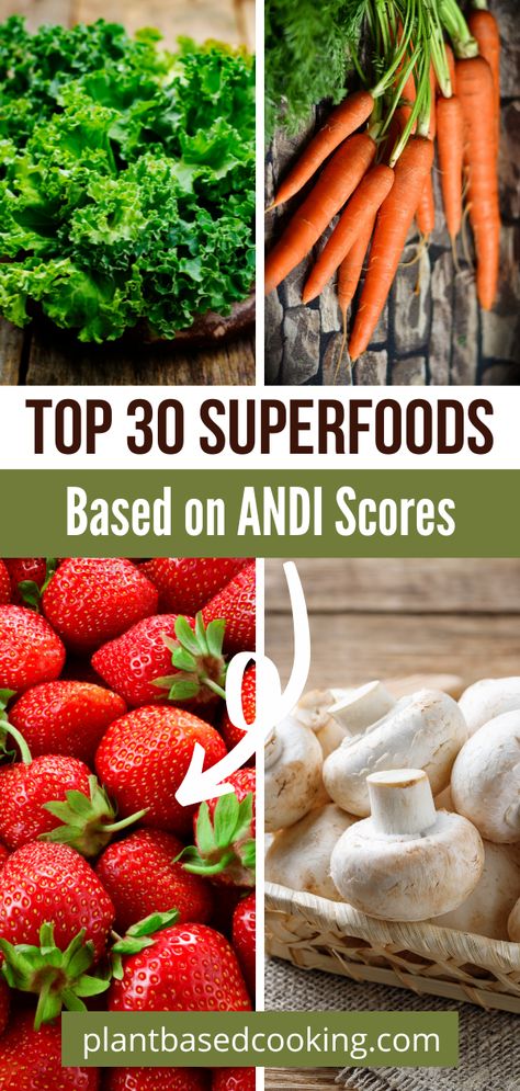 In this article, we've compiled the top 30 superfoods based on their impressive ANDI scores, giving you the ultimate cheat sheet to optimal nutrition. From nutrient-packed leafy greens to antioxidant-rich berries, these superfoods are sure to enhance your overall health and wellbeing. So what are you waiting for? Check out our list now and supercharge your diet with these powerhouse foods! What Are Superfoods, Superfood Skincare, Food Recipes For Dinner Healthy, Superfood Mushrooms, Skin Superfoods, Healthy Foods Recipes, Healthy Food Recipes Easy, Healthy Crockpot Meals, Healthy Tasty Recipes