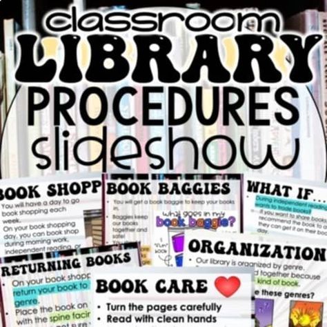 Library Routines and Procedure Presentation | Plan Out Your Library System! Library Elementary Ideas, Bookmobile Ideas, Simple Classroom Rules, Classroom Library Checkout System, Library Checkout System, Library Aide, Presentation Plan, Librarian Ideas, Desk Pets