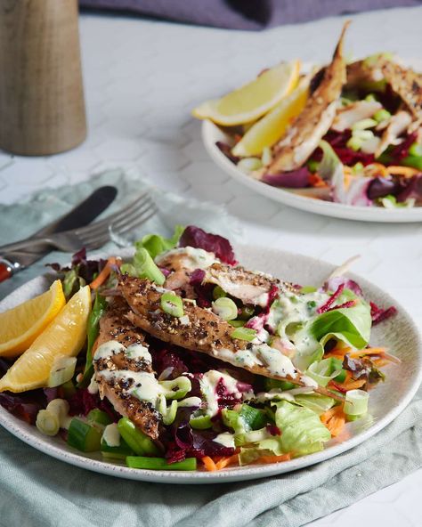 Smoked Mackerel & Beetroot Salad with Horseradish Salad Dressing Horseradish Salad Dressing, Smoked Mackerel Salad, Horseradish Dressing, Mackerel Salad, Creamed Cucumbers, Smoked Mackerel, Beetroot Salad, Salad Leaves, Best Shakes