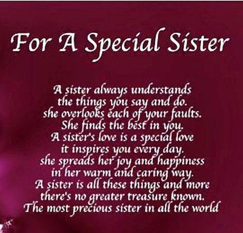 Sister Quotes Sentimental, Beautiful Sister Quotes, Birthday In Heaven Quotes, Sister Poem, Birthday Messages For Sister, Special Friendship Quotes, Little Sister Quotes, Message For Sister, Sister Love Quotes