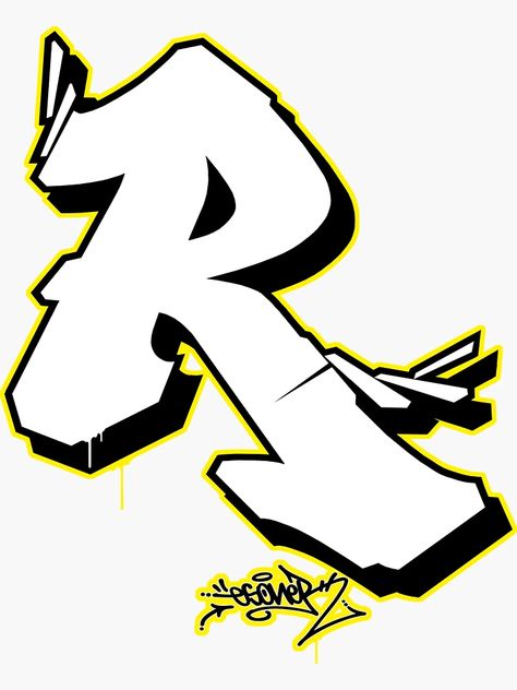 "R LETTER R BY ESONE URBAN GRAFFITI STREET STYLE " Sticker for Sale by GraffitiBomberZ | Redbubble Graffiti Lettering Alphabet Fonts Free Printable, H Graffiti Letter, Graffiti Names Ideas, R Graffiti Letter, Street Names Ideas, Cool Fonts Alphabet Graffiti, R In Graffiti, S Graffiti Letter, Cool Graffiti Letters