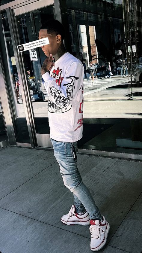 Amiri Ma-1 Outfit, Amiri Outfit Men, Amiri Jeans, Black Men Fashion Urban, Thug Style, 90s Fashion Men, Drip Outfit Men, Boys Outfits, Fitness Wear Outfits