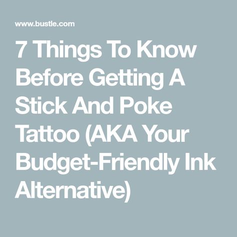 7 Things To Know Before Getting A Stick And Poke Tattoo (AKA Your Budget-Friendly Ink Alternative) Stick Tattoo, Stick Poke Tattoo, Stick And Poke Tattoo, Stick Poke, Stick N Poke Tattoo, Poke Tattoo, Tattoo Design Book, Stick And Poke, Design Book