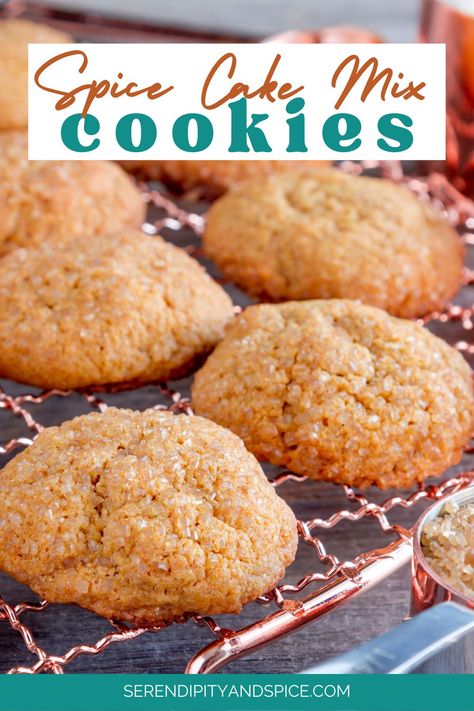 Spice Cake Box Cookies, Spice Cake Mix Cookies 3 Ingredients, Easy Spice Cake Mix Recipes, Spiced Cake Mix Cookies, Spice Cake Cookies 3 Ingredients, Spice Cake Mix Muffins, Brownies With Cake Mix, Spice Cake Bars, Gluten Free Cake Mix Recipes