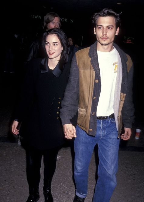 JOHNNY Depp and Winona Ryder were one of Hollywood’s most talked about couples in the early 1990s. The young sweethearts, labelled at the time as “Jinona,” dated for four years and reportedly remain good friends today.   Why did Johnny Depp and Winona Ryder break up? The pair were engaged just five months after they […] Winona Ryder 90s, Johnny And Winona, Johnny Depp And Winona, John Depp, 90s Grunge Hair, Winona Forever, Kaptan Jack Sparrow, Estilo Hipster, Young Johnny Depp