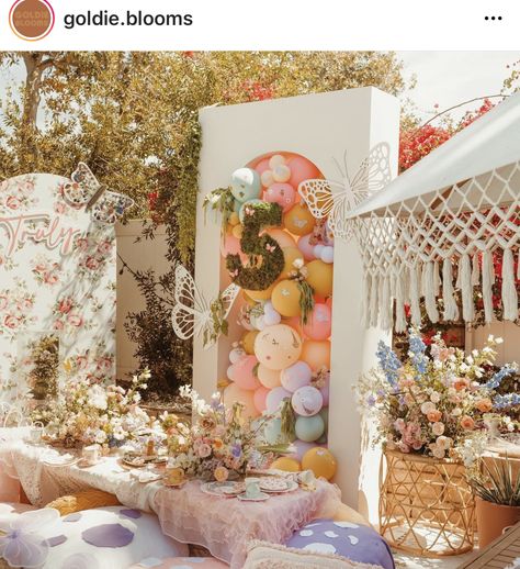 Fairy Garden Tea Party, Fairy Theme Birthday Party, Arch Backdrops, Photo Shoot Props, Balloon Stand, Fairy Garden Birthday Party, Hippie Birthday, Garden Tea Party, Fairy Garden Party