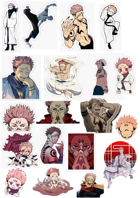 Sukuna Sticker Printable, Anime Printable Stickers, Anime Sticker Pack Printable, Sukuna Sticker, Anime Paper, Creation Art, Anime Drawing Books, Anime Printables, Tumblr Stickers