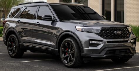 Ford Explorer St Black, Ford Explorer Aesthetic, 2023 Ford Explorer St, Black Ford Explorer, White Ford Explorer, 2023 Ford Explorer, Ford Explorer St, Dodge Charger Models, New Ford Explorer