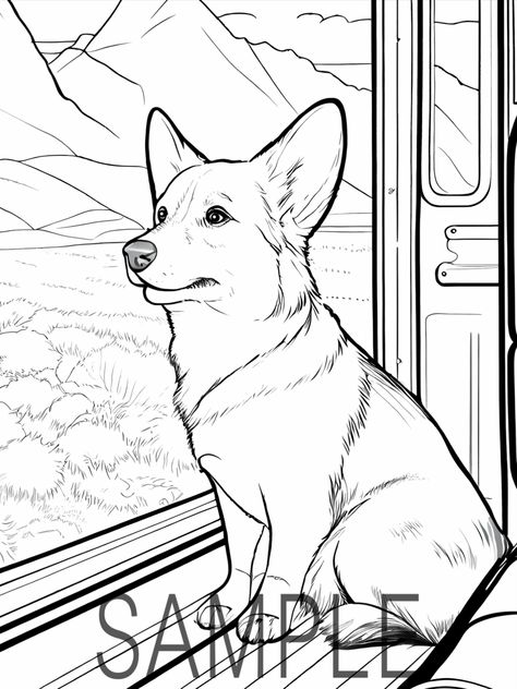 Cute Corgi Coloring Page Corgi Coloring Pages, Way To Happiness, Dog Lovers Art, Corgi Art, Unique Coloring Pages, Dog Coloring Page, Coloring Pages For Adults, Cute Corgi, Adult Coloring Pages