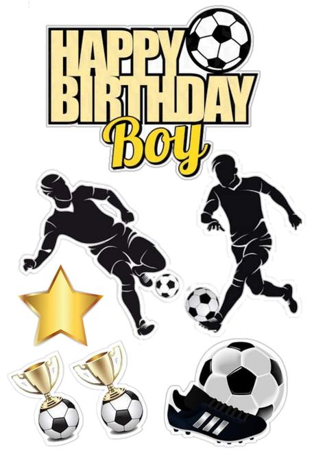 Football Topper Printable, Football Cake Topper Printable, Soccer Happy Birthday, Soccer Birthday Cakes, Football Cake Toppers, Cake Wallpaper, Photo Cake Topper, Soccer Cake, Happy Birthday Boy