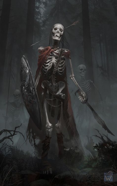 Martina Fačková, Undead Warrior, Skeleton Warrior, Comic Ideas, Rpg Map, 다크 판타지, A Skeleton, Dungeons And Dragons Homebrew, Fantasy Monster