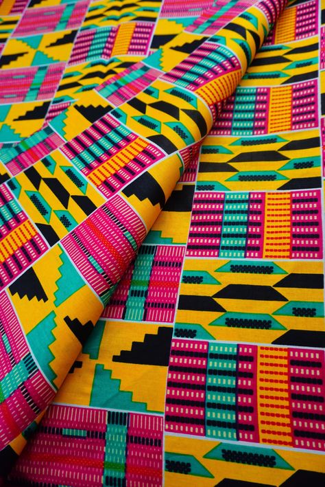 Pink African Kente Print Fabric by the Yard, Kente Cloth 100% Cotton Ankara Print, Quilting, Crafting, Head Wrap Mask, Upholstery, Clothing by Naijam on Etsy Pink Kente, Kente Print, Kente Cloth, Pink Wedding Dress, Baby Sling Carrier, African Textiles, African Pattern, African Print Fabric, Ankara Fabric