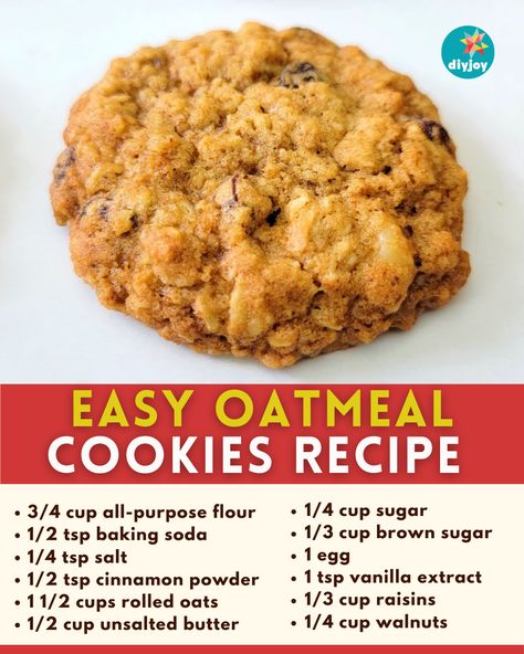 These oatmeal cookies are perfectly sweet, buttery, and chewy. Learn how to make them at home with this simple recipe. Oatmeal Cookie Recipes Easy Simple, Quick Oatmeal Cookies Simple, Best Oatmeal Cookies Ever Recipe, Quick And Easy Oatmeal Cookies, Oatmeal Cookies Quick Oats, Oatmeal Cookie Recipe, Oat Meal Cookies Recipes Simple, Basic Oatmeal Cookie Recipe, Easy Oatmeal Cookies