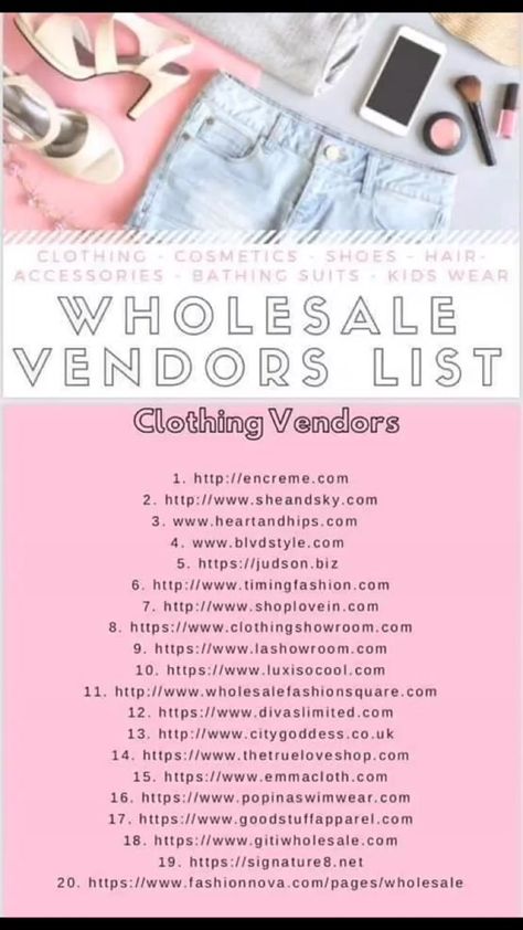 Online Boutique Business, Vendors List, Vendor List, Wholesale Vendors, Startup Business Plan, Small Business Organization, Business Checklist, Successful Business Tips, Business Ideas Entrepreneur