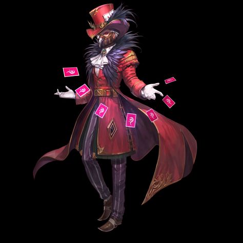 Gambling Character Design, Ring Master Character Design, Card Magician Character Design, Trickster Character Design, Gambler Character Design, Card Character Design, Magician Character Design, Card Character, Arcane Trickster