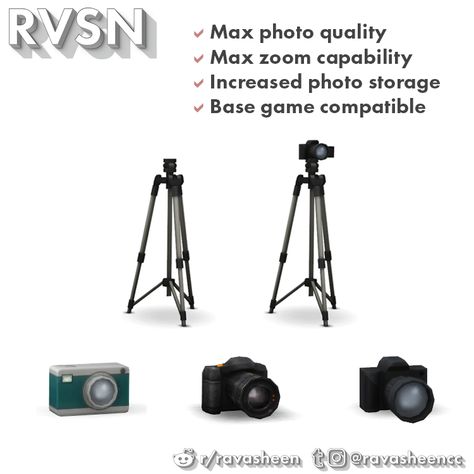 Don't Lose Focus Cameras | RAVASHEEN Ts4 Camera Mod, Sims 4 Cc Camera Set, Sims 4 Tripod Cc, Sims 4 Pose Camera, Camera Cc Sims 4, Rvsn Cc Sims 4, Sims 4 Tripod, Sims 4 Cc Camera Poses, Sims 4 Camera Poses