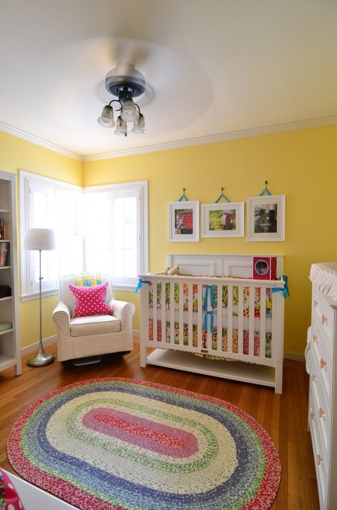 Yellow Nursery Unique Nursery Ideas Colorful, Colourful Baby Room, Pale Yellow Nursery, Nursery Ideas Yellow, Room With Yellow Walls, Yellow Nursery Ideas, Yellow Kids Bedroom, Yellow Nursery Walls, Yellow Baby Room