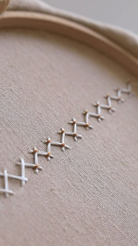 Isn’t the herringbone stitch just stunning? 🤍 It makes for a perfect border on a skirt, dress, or even home textiles. What would you decorate using this stitch? ✨ | Whynotstitching Academy | Chilled Pig · golden hour Herringbone Stitch Tutorial, Embroidery Stitches Beginner, Crochet Dreamcatcher, Herringbone Stitch, Hand Embroidery Videos, Stitch Tutorial, Diy Embroidery Patterns, Handmade Embroidery Designs, Embroidery Videos