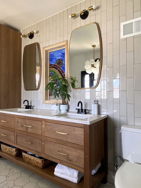 Bethany Sy's creative free spirit takes this bathroom renovation to the next level. Check out her showcase from tub to tile and more! Modern Bathroom Tiles Design Ideas, Modern Bathroom Tiles, Bathroom Tiles Design, Bathroom Tiles Design Ideas, Bathroom Organization Ideas, Organization Bathroom, Bathroom Redesign, Home Tips, Bathroom Remodel Designs