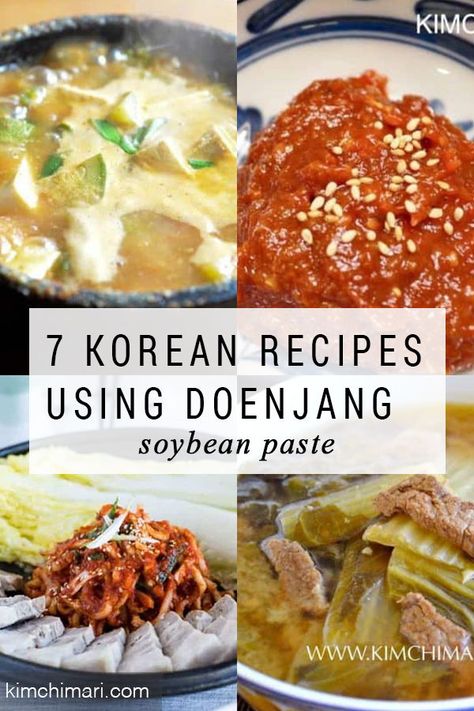 7 recipes using Doenjang – a traditional Korean soybean paste made from fermented soybeans. Includes classic soups and stew recipes plus an Instant Pot option. #soy #soysauce #souprecipeseasy #instantpot #koreanfood #kimchimari Korean Soybean Soup, Doenjang Jjigae Recipe, Korean Soups, Korean Seasoning, Asian Baking, Fermented Soybeans, Doenjang Recipe, Soybean Paste, South Korean Food