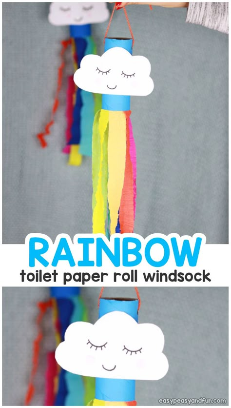 Rainbow Windsock Toilet Paper Roll Craft - Easy Peasy and Fun Rainbow Windsock, Craft Rainbow, Toilet Paper Roll Craft, Kids Toilet, Roll Craft, Fox Crafts, Toilet Paper Crafts, Rainbow Paper, Spring Crafts For Kids