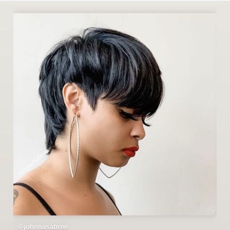 Baddie Short Hairstyles Black, Kelly Cut Quick Weave, Kelly Cut Hairstyle Black Women, Pixie Quick Weave, Mullet Cut, Short Quick Weave Hairstyles, Short Relaxed Hairstyles, Short Hair Designs, Black Hair Short Cuts