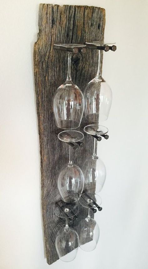 Industrial Diy Decoration, Industrial Diy Decoration Ideas, Industrial Wine Racks, Industrial Home Design, Wine Glass Rack, Glass Rack, Drift Wood, Industrial House, Pin Image