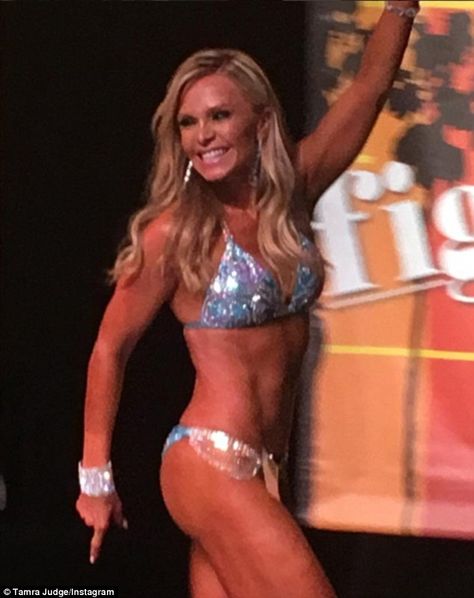 Outmuscling the competition: Tamra Judge's decision to wear the skimpiest of bikinis paid of after she  the Muscle Mania fitness event in Orange County on Saturday Tamara Judge, Tamra Barney, Weightlifting Competition, Work Out Inspiration, Competition Makeup, Lose Belly Fat Quick, Npc Competition, Tamra Judge, Fitness Event