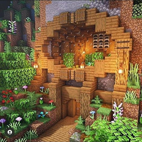 Minecraft Cave House, Minecraft Houses Easy, Minecraft Mountain House, Case Minecraft, Mc Ideas, Aesthetic Minecraft, Minecraft Houses Survival, Minecraft Interior Design, Bangunan Minecraft