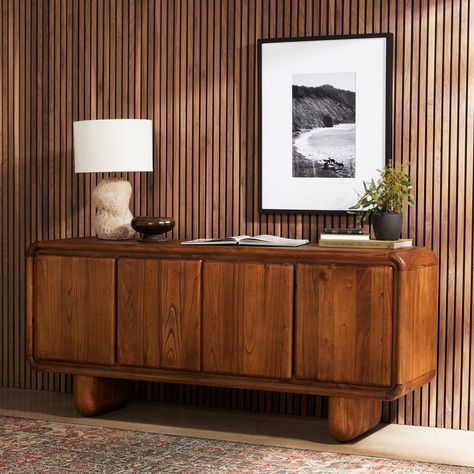 Shop Anita Sideboard at Burke Decor today. Quick ship and free shipping available for select items in the US. International shipping available. Burnt Honey, Sideboard Upcycle, Wood Tv Console, Modern Entertainment Center, Serving Ware, Cabinet Shelving, Cord Management, Wooden Design, Four Hands