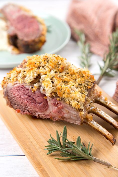 This roasted Rack of Lamb with Parmesan-Rosemary Crust would be the stunning presentation for the holiday table. Crumbly flavorful crust pairs with tender lamb chops. It’s simply amazing!  Lamb is a meat that not everyone is into. It has a distinctive strong flavor that some people may not be too fond of. But if you...Read More » Herb Crusted Rack Of Lamb, Crusted Rack Of Lamb, Impressive Dinner, Lamb Dishes, Rack Of Lamb, Lamb Chops, Dinner For Two, Lamb Recipes, Cook At Home