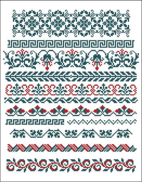 Borders cross-stitch Border Motifs, Cross Stitch Borders Corner, Cross Stitch Boarders, Broderie Bargello, Cross Stitch Border Pattern, Diy Broderie, Framed Cross Stitch, Cross Stitch Bookmarks, Pola Sulam