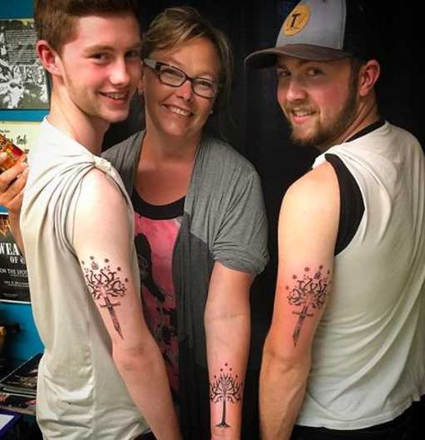 Mom Son Tattoo, Mothers And Sons, Tatts Ideas, Symbol For Family Tattoo, Son Tattoos, Family Tattoos For Men, Mother Son Tattoos, Rings Tattoo, Lord Of The Rings Tattoo