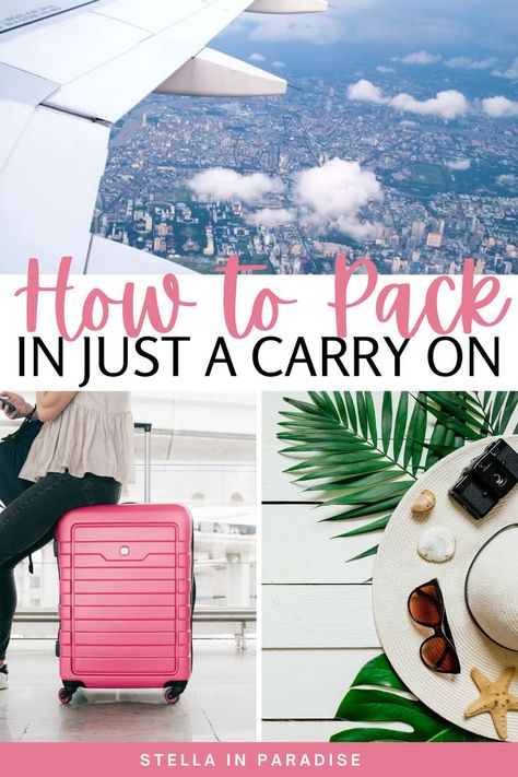 How to pack for a beach vacation in just a carry on suitcase. Tips on how to pack effectively for a trip. Beach Weekend Packing List, 7 Day Beach Vacation Packing List, Beach Weekend Packing, Beach Holiday Packing, Beach Holiday Wardrobe, Beach Trip Packing List, Weekend Beach Trip, Beach Trip Packing, Weekend Packing List