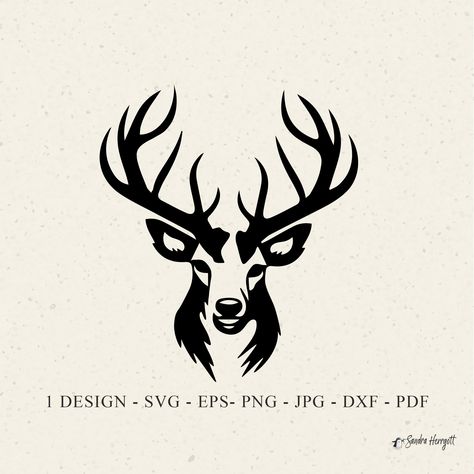 Bourbon Tattoo, Deer Stencil, Deer Sticker, Woodland Clipart, Male Deer, Diy Stencil, Deer Silhouette, Forest Animal, Vinyl Shirts