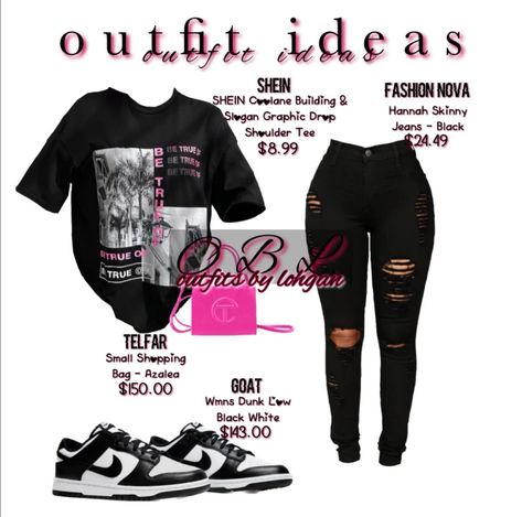 Outfits Styled With Dunks, All Black Dunks Outfit, Black And White Dunks Outfit Fall, Outfits To Wear With Leather Pants, Outfits For Black And White Dunks, Outfit Ideas For Dunks, Outfits To Wear With Pink Dunks, Black And White Dunks Outfit Baddie, Outfit Ideas With Price