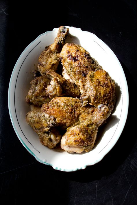 Stretch's Chicken Savoy Recipe | SAVEUR. Walk into the Belmont Tavern, and the intoxicating smell of this dish—roasted chicken laced with garlic, herbs, and red wine vinegar—hits you immediately. Chicken Savoy Recipe, Vinegar Sauce, Herb Roasted Chicken, Small Food Processor, Roast Chicken Recipes, Poultry Recipes, Roasted Chicken, Recipes Easy, Tandoori Chicken