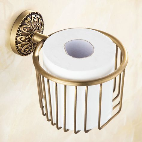 Toilet Roll Holder for Bathroom Copper Brushed Finish Retro Toilet Roll Holder Bathroom Toilet Paper Holders, Bath Shelf, Casa Vintage, Brass Bathroom, Bathroom Accessory Set, Bath Hardware, Roll Holder, Toilet Roll Holder, Traditional Bathroom