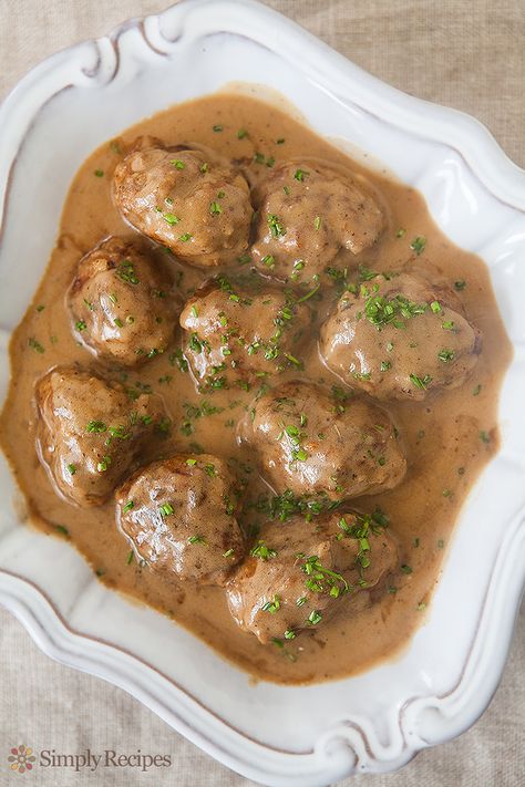 On SimplyRecipes.com Sour Cream Gravy, Best Swedish Meatballs, Beef And Pork Meatballs, Swedish Meatballs Recipe, Cream Gravy, Beef And Pork, Pork Meatballs, Meatballs Recipe, Swedish Meatballs