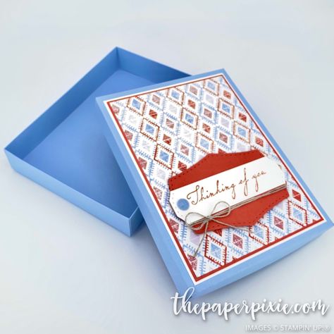 Handmade Gifts - Today, I'm sharing an A2 Card Gift Box! I thought now would be a great time to give a set of cards to loved ones or neighbors! Paper Pixie Boxes, Greeting Card Box Set Packaging, No Glue Box Template, A2 Card Box, The Paper Pixie, Paper Pixie, Diy Card Box, Greeting Card Gift Box, Card Box Holder