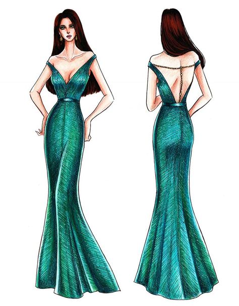 Evening Gown Ideas, Dress Fashion Sketch, Mak Tumang, Gown Sketch, Miss Universe 2018, Catriona Gray, Fashion Illustration Face, Fashion Model Sketch, Gown Ideas