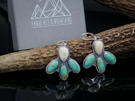 Elk Ivory And Turquoise, Elk Ivory Earrings, Elk Jewelry, Elk Ivory Jewelry, Elk Ivory, Ivory Jewelry, Silver Smithing, Mountain Jewelry, Ivory Earrings