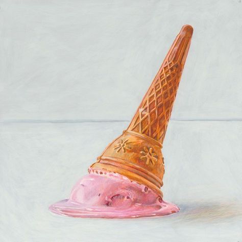 Dropped Ice Cream, Broken Teacup, Joel Penkman, Ice Cream Art, Beach Art Painting, Ice Cream Pops, Greek Tattoos, Food Painting, Art Diary