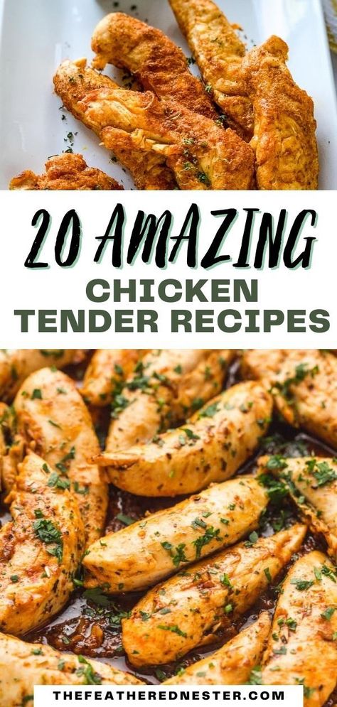 Chicken tenderloin recipes are quick, easy, and absolutely delicious. This recipe roundup of over 20+ recipes for chicken tenders is kid-approved and ready in under 30 minutes. The perfect chicken recipe is waiting for you, from keto-friendly chicken strips to oven-fried chicken tenders! Recipes For Chicken Tenders, Chicken Tender Recipes Healthy, Chicken Breast Strips Recipes, Tender Chicken Breast Recipes, Easy Chicken Tenderloin Recipes, Chicken Tender Recipes Easy, Chicken Tender Recipes Baked, Chicken Tenders Dinner, Baked Chicken Strips