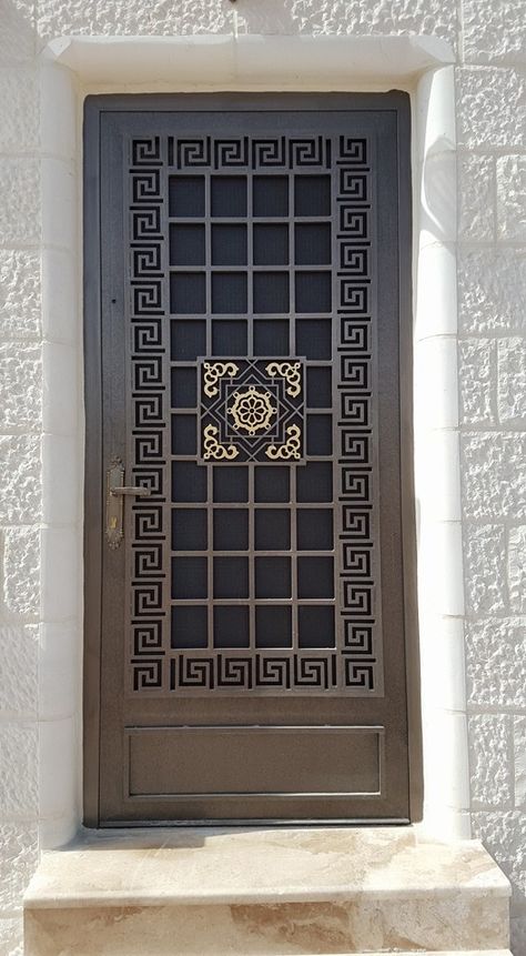 Steel Jali Door Design, Wrought Iron Front Door Double, Steel Security Doors Design, Metal Double Door, Metal Entrance Doors, Security Door Design, Porte In Ferro, Exterior Door Designs, Window Grill Design Modern