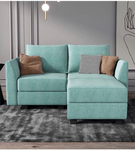 Small Lofts, Lofts Apartments, L Shaped Sofa Designs, Small Sectional, Blue Sectional, Couches For Small Spaces, Couch With Ottoman, Small Couch, Couch With Chaise