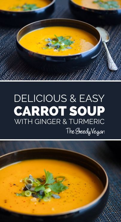 This carrot soup with ginger and turmeric is a great dinner for those dreary winter days. It has the added value of helping you to fend off colds. Turmeric Recipes, Carrot Soup, Vegan Soups, Sopot, Healthy Soup, Healthy Nutrition, Winter Days, Soup And Salad, Soups And Stews